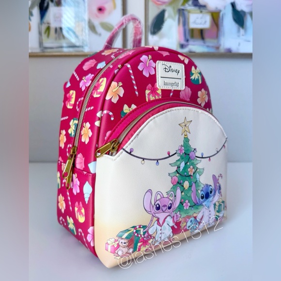 LOUNGEFLY Bag Lilo & Stitch Christmas Mini Backpack - Red Cream main image 5